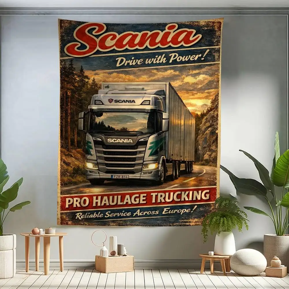 S-Scania S Logo Colorful Tapestry Wall Hanging Bohemian Wall Tapestries Mandala Wall Art Decor