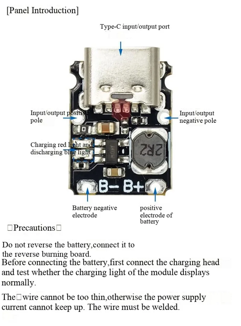 5V Lade- und Entlademodul, 3,7V/4,2V 18650 Lithium-Batterie-Lade-Boost-Power-Board-Schutz, Typ-C – Detail 8