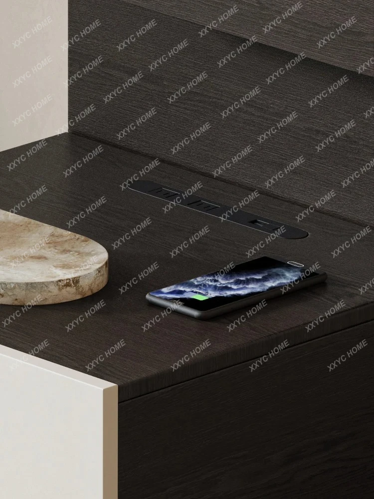 Nordic Smart Wireless Charging Bedside Table Simple Modern Bedroom Retro Storage Locker