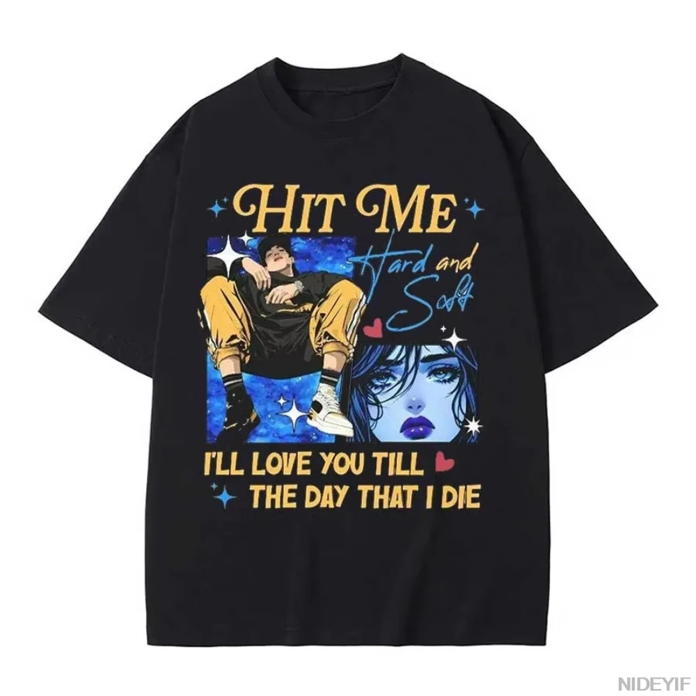 New Album HIT ME HARD AND SOFT 2025 Tour T-shirt Hip Hop B-Billie Tops O-Neck Short Sleeves Eilish Men Women High Quality Tees