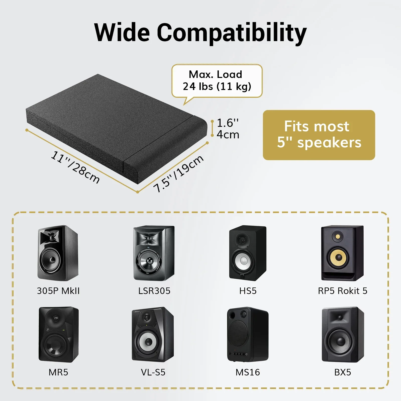 Podkładki izolacyjne pod głośniki, pianka akustyczna do monitorów studyjnych, panele dźwiękochłonne o wysokiej gęstości do większości głośników 5-calowych