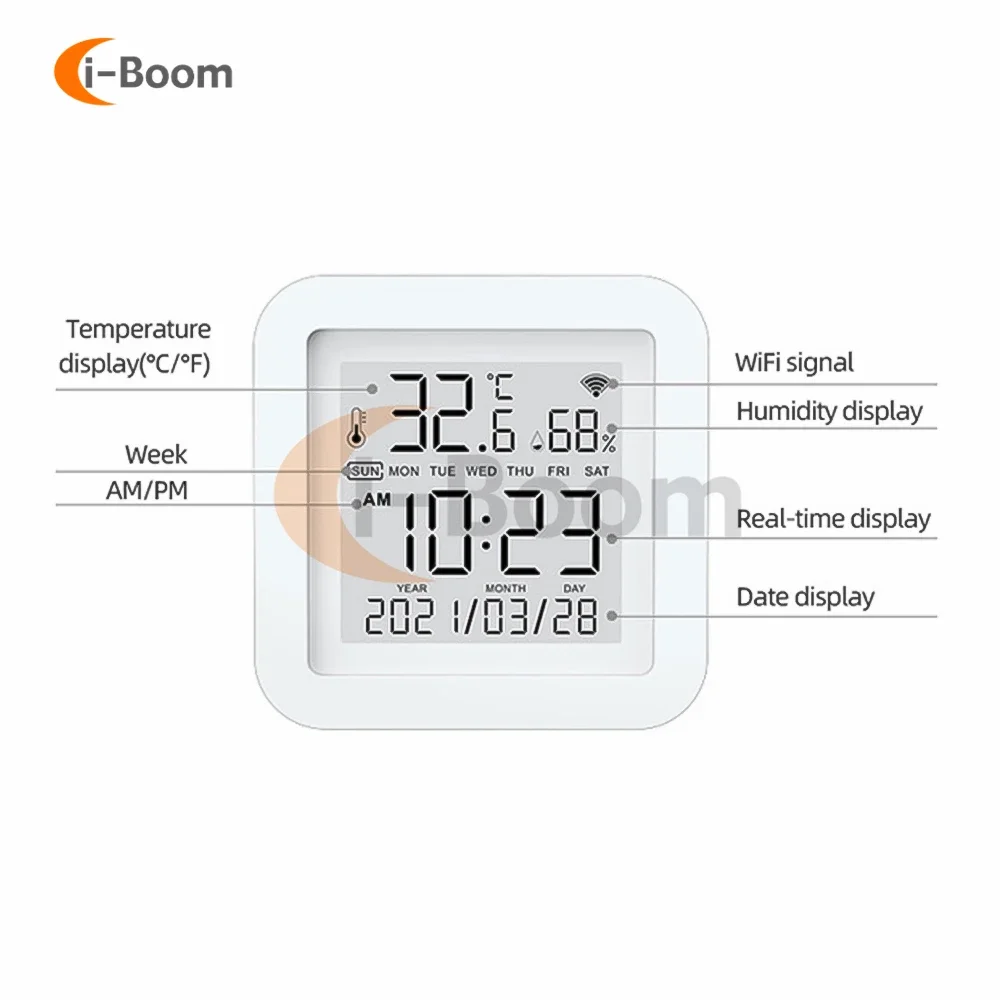 Smart Temperature and Humidity Meter Home Weather Station Perpetual Calendar High Precision USB Charging For Tuya App control