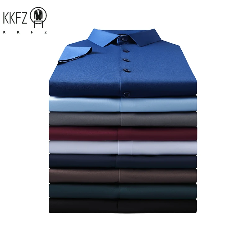 New Men's Business Casual Solid Color Short Sleeved Shirt for Summer Fashion No Ironing Comfortable and Versatile Top