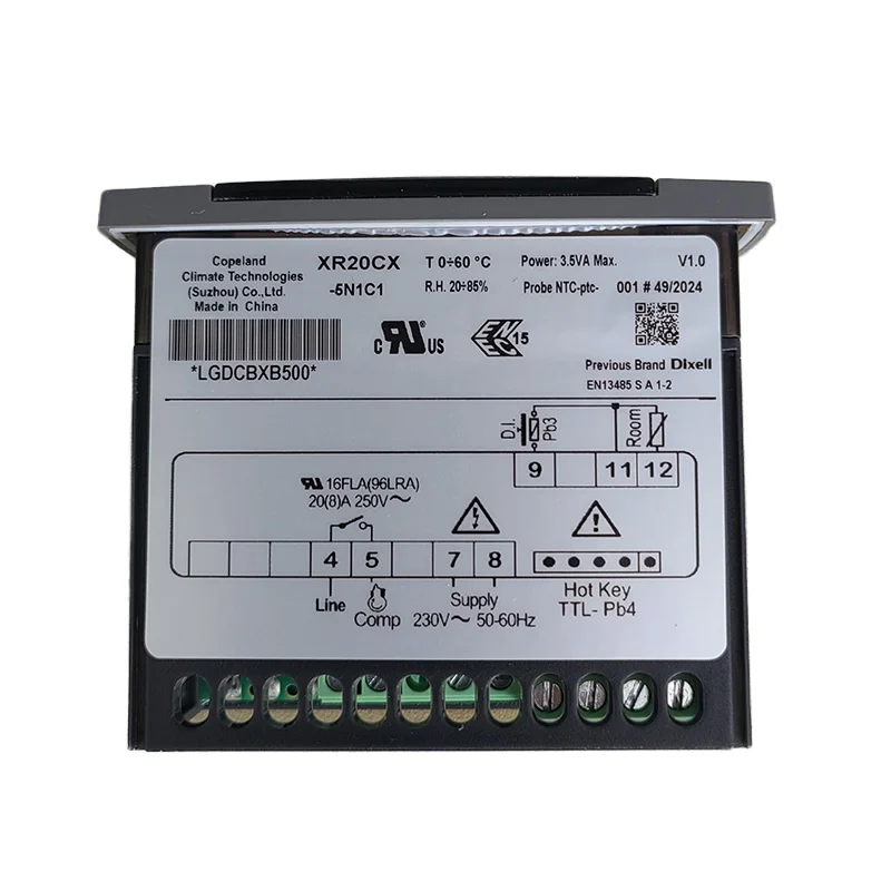 

Dixell XR20CX-5N1C1 Prime CX Refrigeration Thermostat 20A Off Cycle Defrost for Freezer