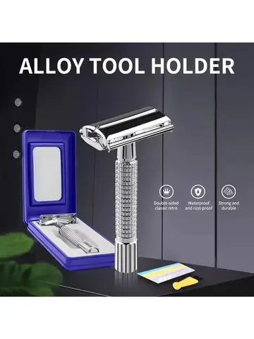 Double Edge Safety Razor for Unisex Safety Razor with a Delicate Box Holder With Blade Professional Barber Styling Accessories