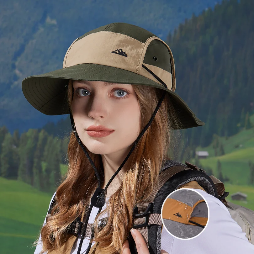 9262 Neuer Sommer-Fischerhut mit großer Krempe, schnell trocknend, wasserdicht, Bergsteiger-Sonnenhut für Männer und Frauen, Outdoor-Radfahren, Sonnenschutz