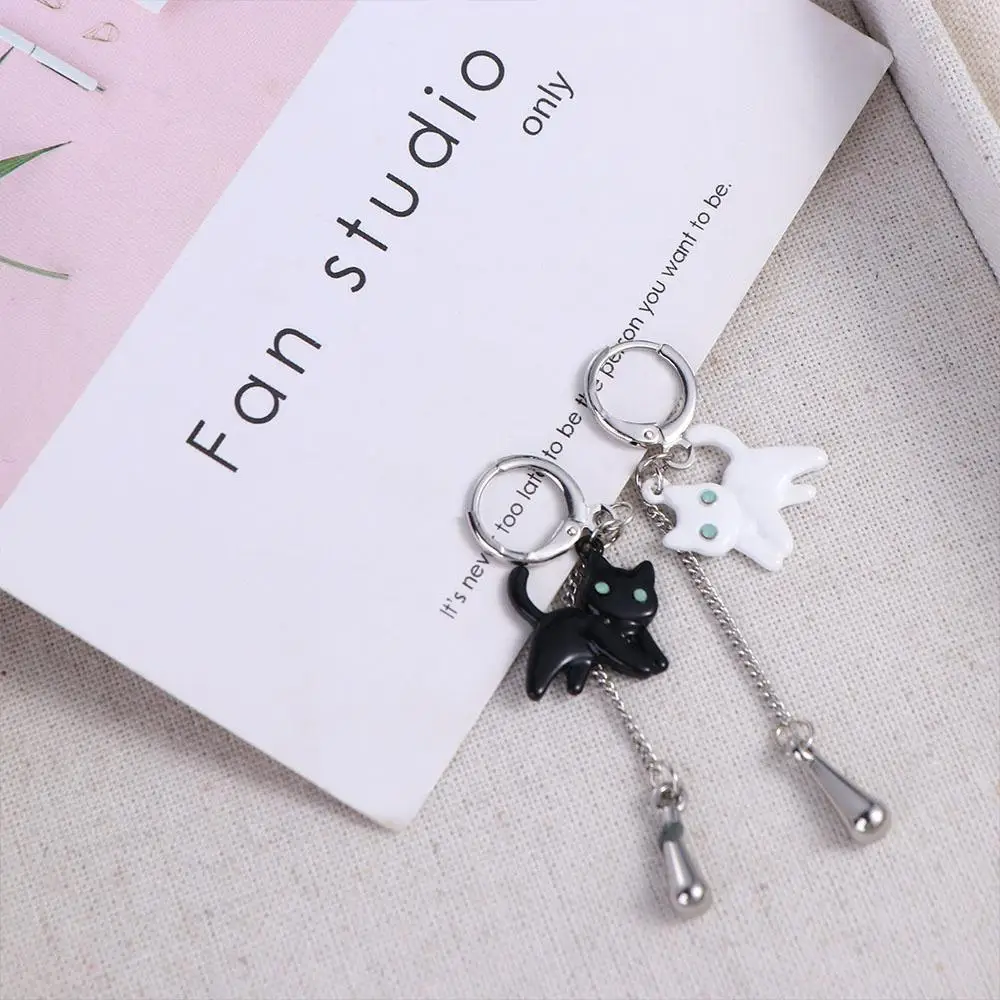 

Gemstone Copper Animal Elements Women's Accessories Korean Style Earrings Asymmetrical Cat Earrings Kitten Stud Earrings