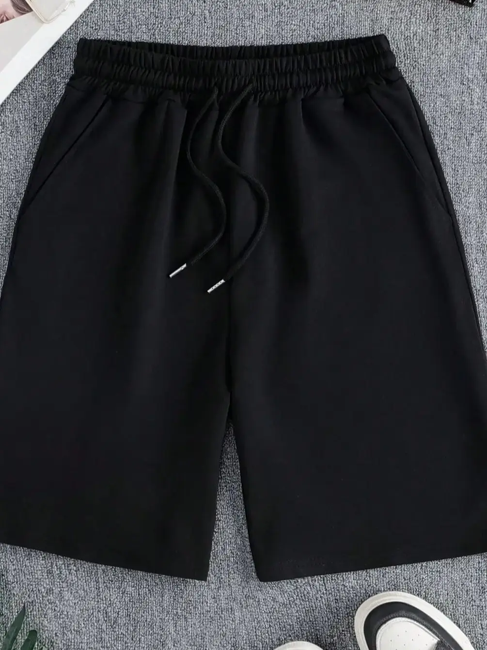 Plus size Women Shorts Summer High Elastic Lace Up Drawstring Wide Leg Sweat Fitness Running Shorts Loose Casual Sports Pants