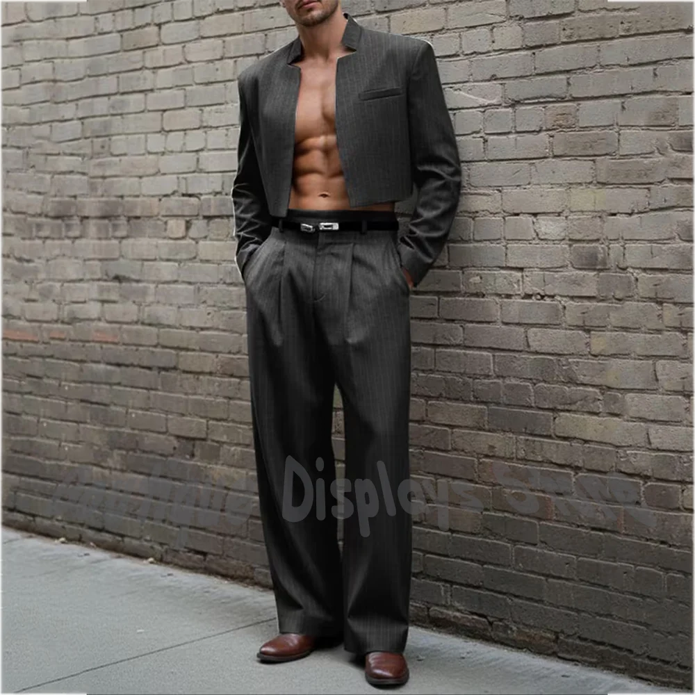 시크한 맞춤형 남성 정장 세트(자켓+바지) 스탠드 라펠 - Street Fashion Outfit For Men 리뷰 및 가격