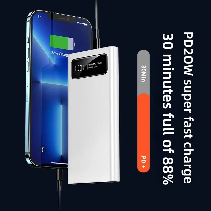 باور بانك 10000 مللي أمبير في الساعة 22.5 وات شاحن سريع للغاية سعة كبيرة طاقة متنقلة بطارية خارجية محمولة لهاتف آيفون وسامسونج جديد