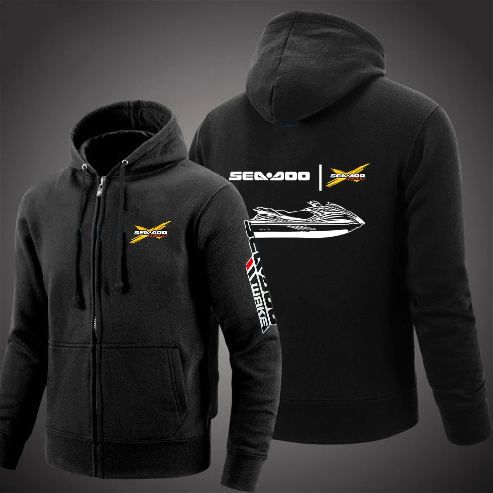 2024 Sea Doo Seadoo Moto Print Spring And Autum Men's Solid Color Sweatshirt Zipper Pullover Warm Sport Comfortable Hoodies