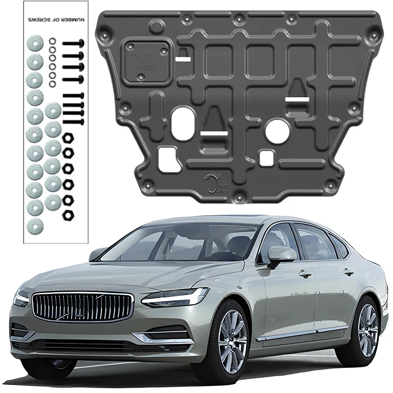 For Volvo S90 2018-2024 2.0T 2020 Engine Guard Board Splash Shield Mud Fender Plate Cover Black Car Mudflap Mudapron Mudguard