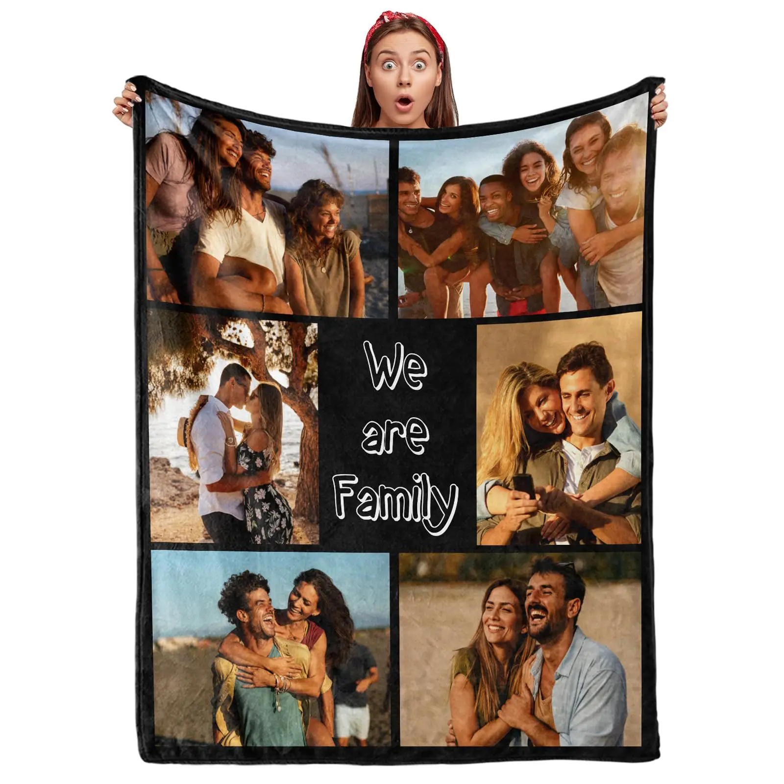 Couple Gifts Custom Blanket with Photos Personalized Flannel Throw Blankets Gifts for Boyfriend Girlfriend Customized Blanket