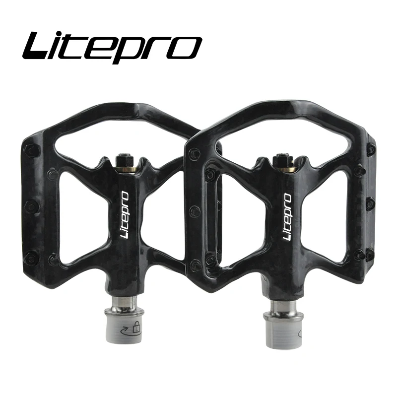 Litepro Road Bike Titanium Shaft Full Carbon Fiber Pedals 180g Bearings Sealed Folding Bicycle Foot Pedal For brompton