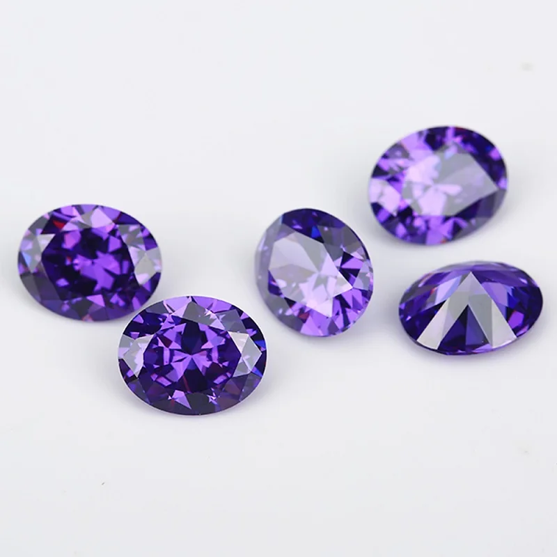 3x5~10x12mm Oval Cubic Zirconia Stone White Lavender Violet Tanzanite SeaBlue Mix 5 Color 5A Loose CZ Synthetic Gemstone Zircon