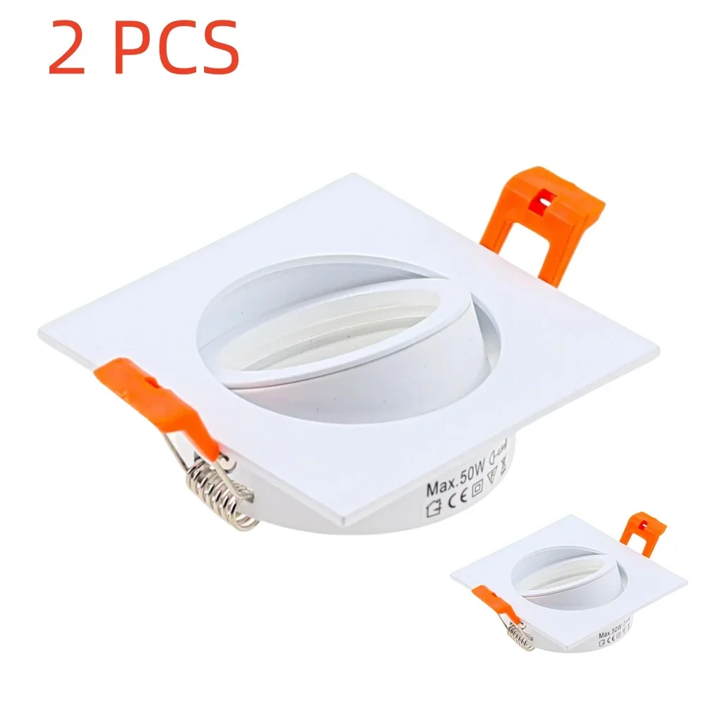 

2Pcs Cut Hole 65MM Square Recessed LED Ceiling Light MR16 GU10 Bulb Holder Fixture Adjustable Frame Downlight Housing