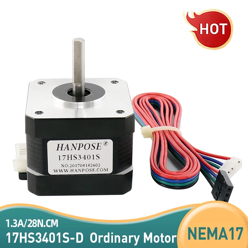 

Nema 17 Stepper Motor 17HS3401S 1.3A 28N.CM H34mm 4-Lead For 3D Printer 42BYGH34 With DuPont Wires CNC 42 Stepper Motor