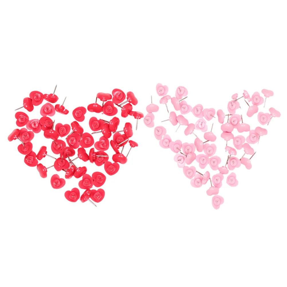 100 шт., пластиковые кнопки в форме сердца, декоративные кнопки для пробковой доски, фотографии, плакатов, карт, кнопки в форме сердца