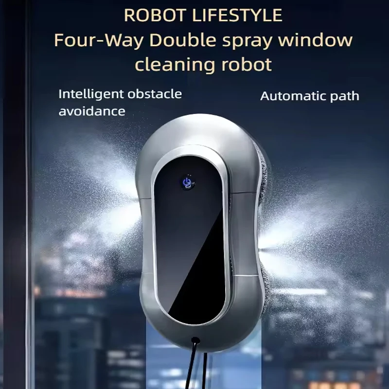 Automatic Window Robot Cleaner Smart Robotic Window Washer High Suction 2800Pa Four Directions Spray Water Remote Control Home