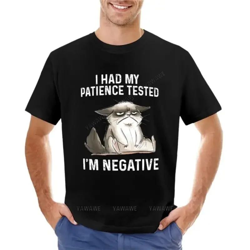 Camiseta de gato divertido para hombre ropa estética He tenido mi paciencia probada soy negativa ropa para fanáticos deportivos