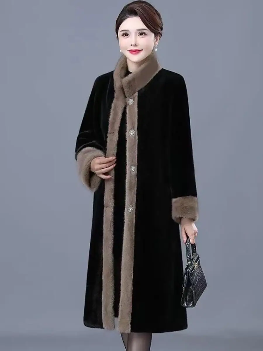 معطف نسائي أنيق ودافئ من فرو المنك الصديق للبيئة، ملابس خارجية جديدة للخريف والشتاء، تصميم عصري وأنيق