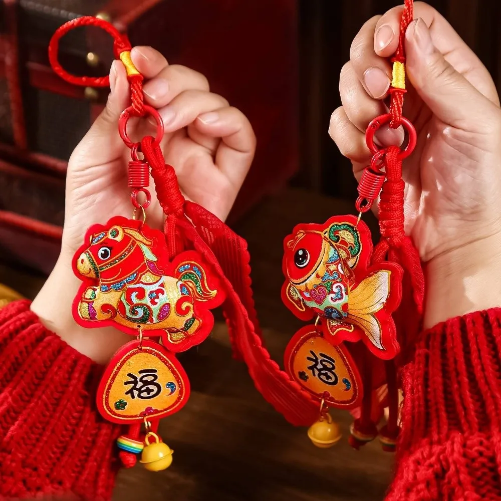

Gourd Chinese New Year Decoration Traditional Plush Ball Blessing Wind Chime with Bells Cartoon Wall Hanging Office Wall