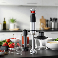 Electric Hand Held Stick Blender 6-in-1 Multi-Purpose Immersion Hand Blender Stainless Steel Blades Home Kitchen MAX 1500W
