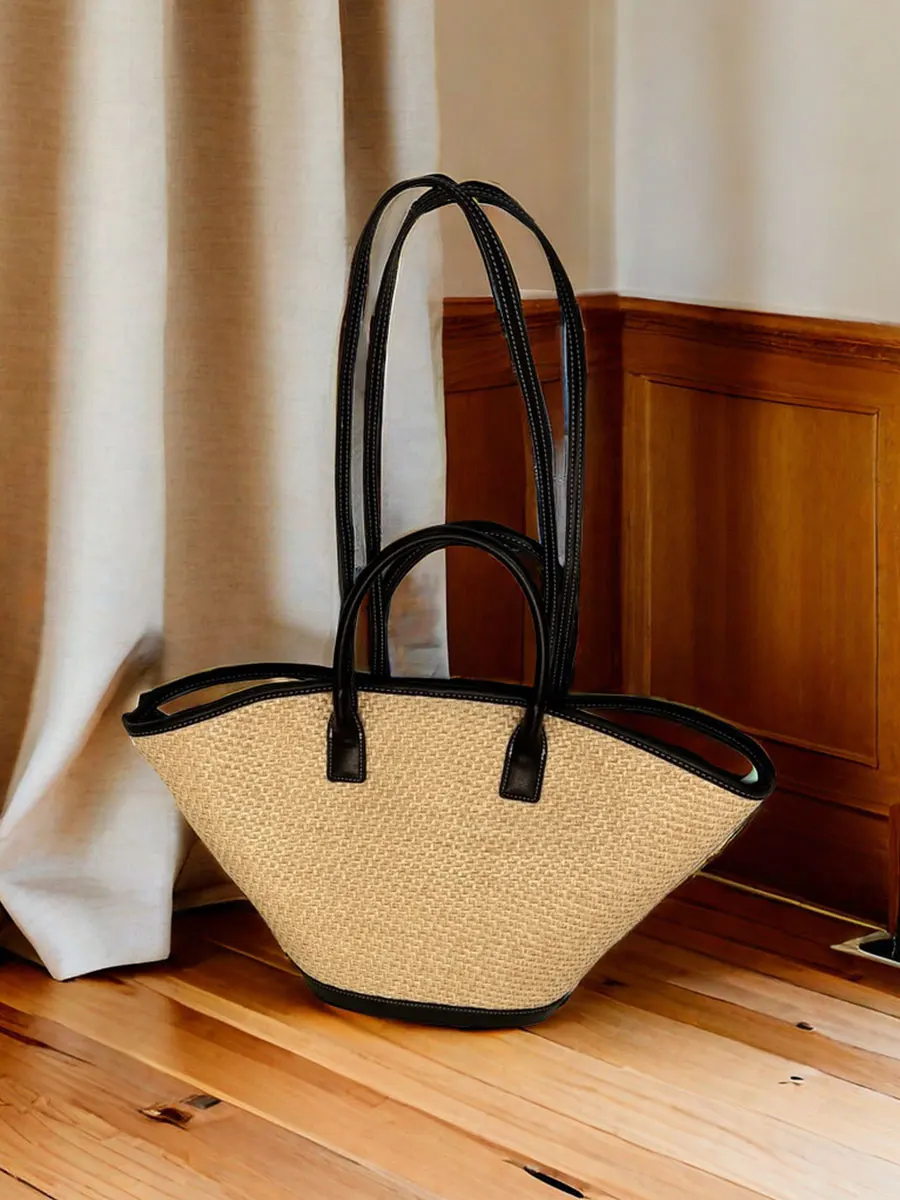 

Women's Large Capaci St Woven Tote Bag 2025 New Beach Vaion Sle Single oulder Picnic Fan Buet Handbag