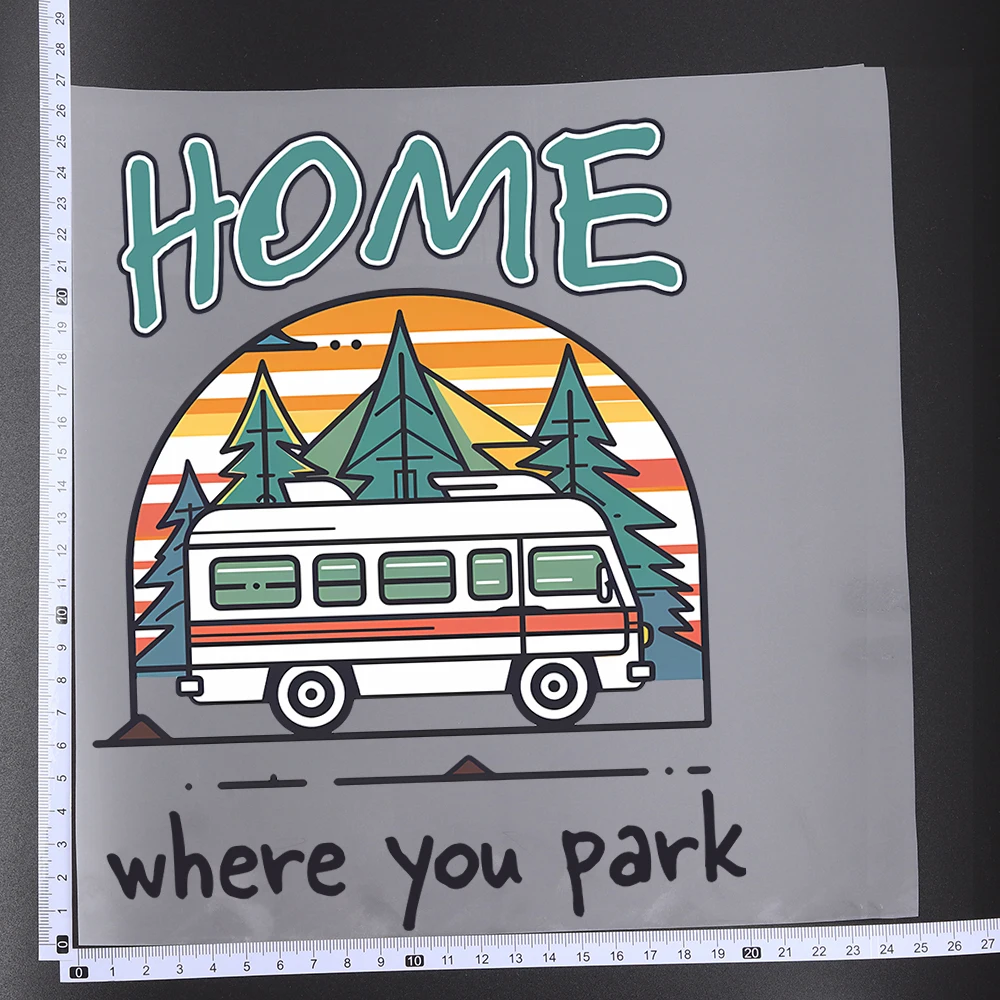 25CM Fashion Go Camping Outdoor Heat Transfer Patches For Clothes DIY A-Level Washable Shirt Iron-on Thermal Stickers