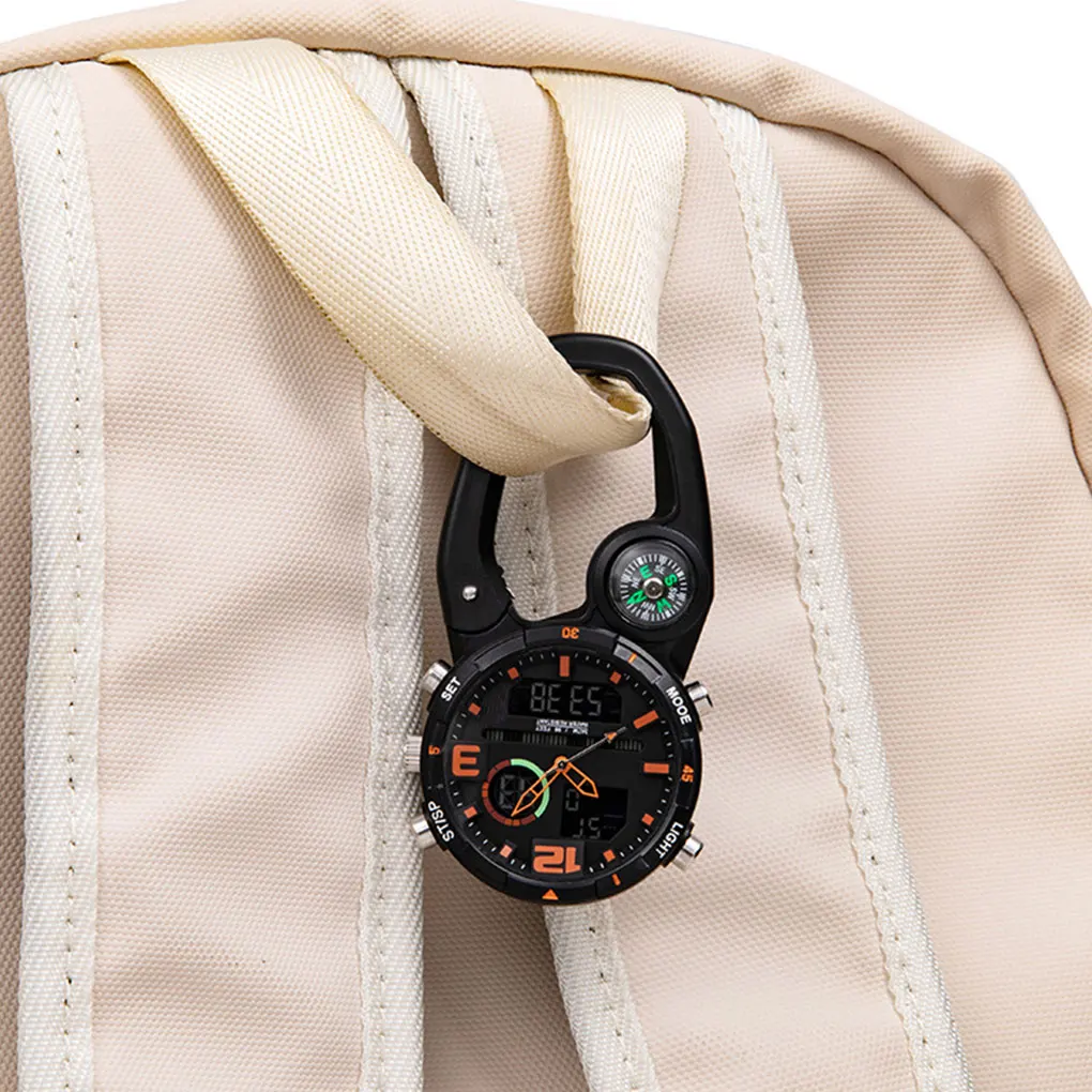 ABS Pocket Watch With Built-In Compass For Mountaineering Compact And Convenient To Carry Wall Watch blue