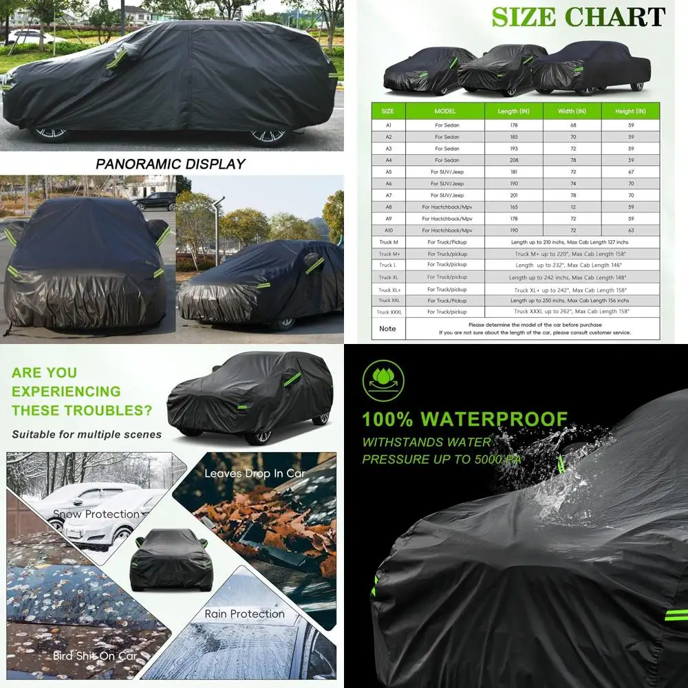 

Universal Fit Waterproof 7-Layer Outdoor Car Cover for Various Models (Up to 178)