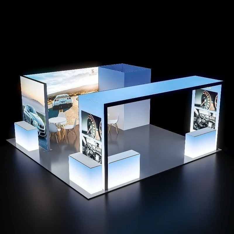Modular 20ft X 20ft Aluminum LED Light Box Trade Show Display with Dye Sublimation Tension Fabric Exhibit Backdrop