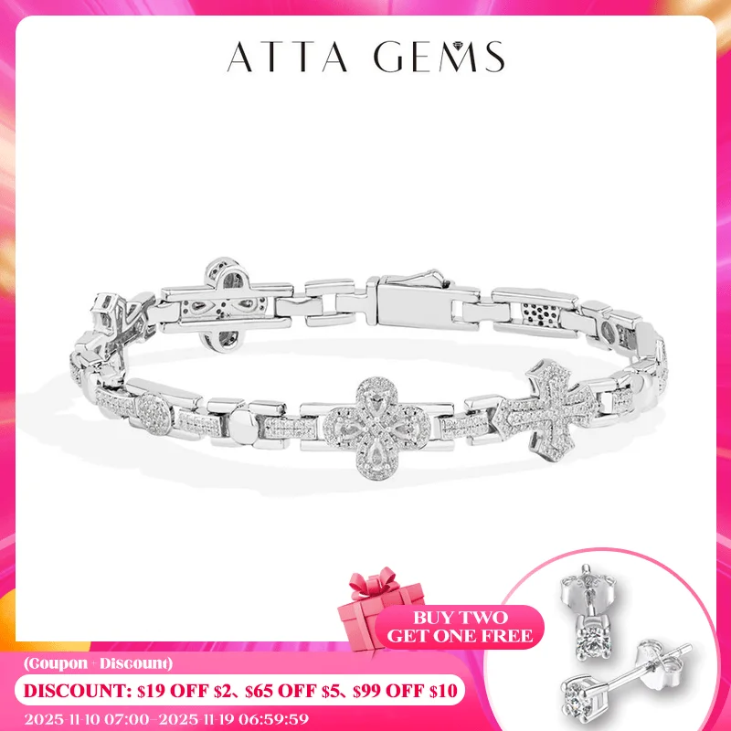 

ATTAGEMS DVVS1 Браслет DVVS1 с муассанитом, серебряные браслеты 925 пробы, оригинальная сертифицированная женская цепочка для свадьбы, помолвки, роскошные ювелирные изделия