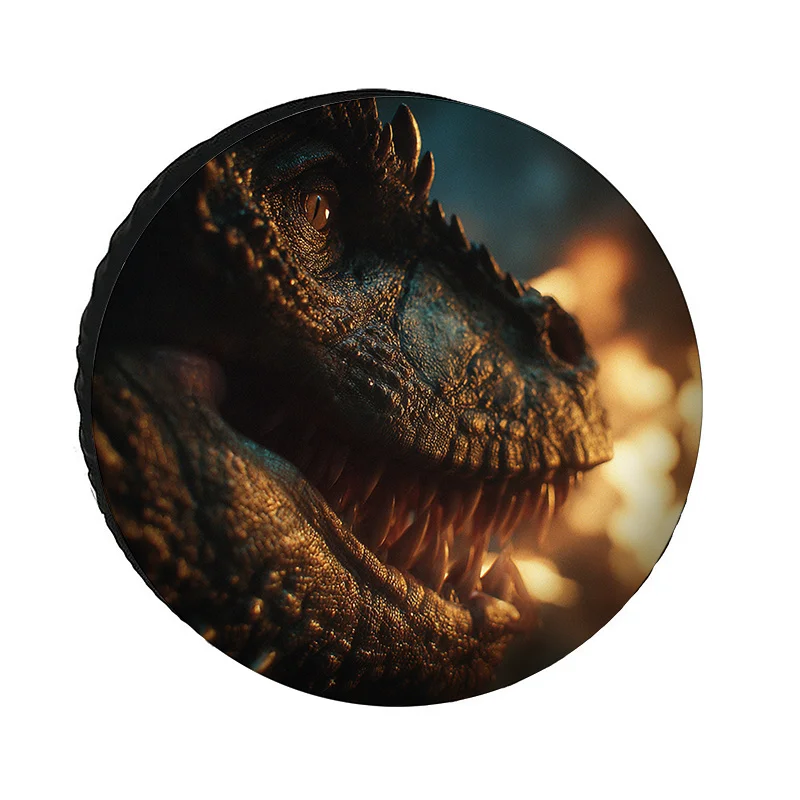 Dinosaur-Themed Car Tire Covers, Made Of Polyester Fiber, Featuring Creative And Realistic Dinosaur Patterns, Sun-Proof And Wear