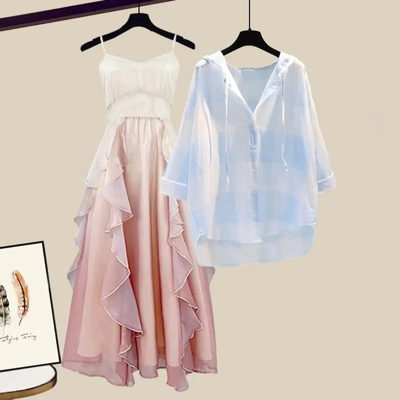 

Elegant Two Piece Sets For Women Lapel Long Sleeve Tops High Waist A Line Skirts Set Female Summer 2025