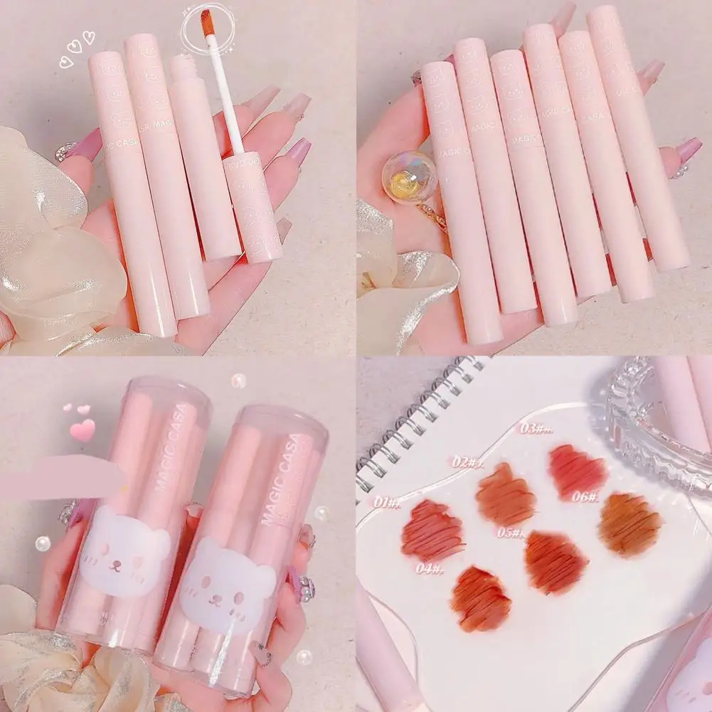 6pcs/set Liquid Lipstick Hydrating Mirror Smooth High Saturation Mirror Water Glossy Lip Gloss Matte Velvet Lip Tint Makeup