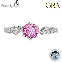 Butterflykiss Real Moissanite 925 Sterling Silver RingS For Women Round 0.5CT Brilliant Diamond Finger Band Wedding Jewelry Gift