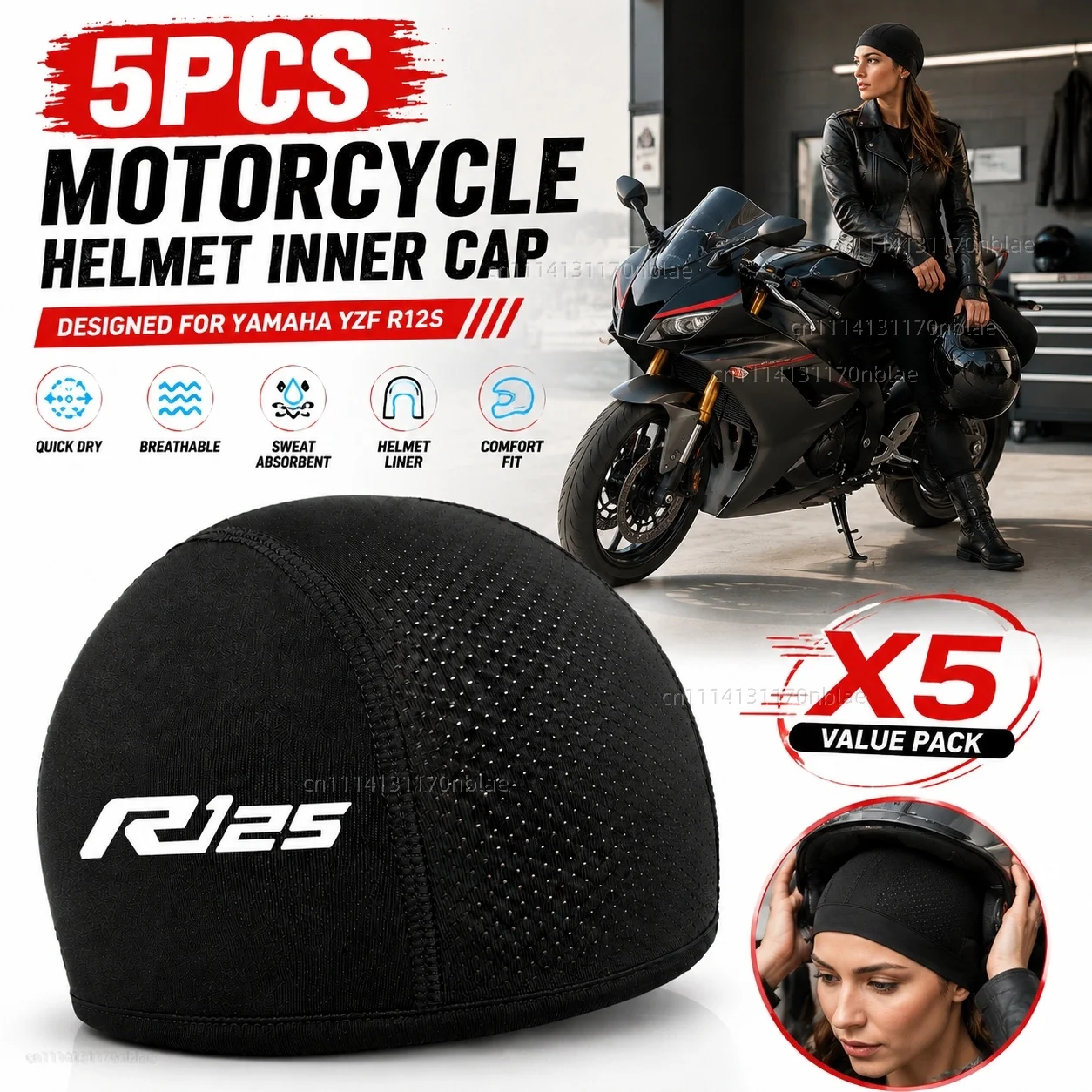 5pcs Motorcycle Helmet Inner Cap Hat Quick Dry Breathable Hat Racing Cap Thin Beanie For YAMAHA YZF R125 YZFR125 YZF-R125 MT-125