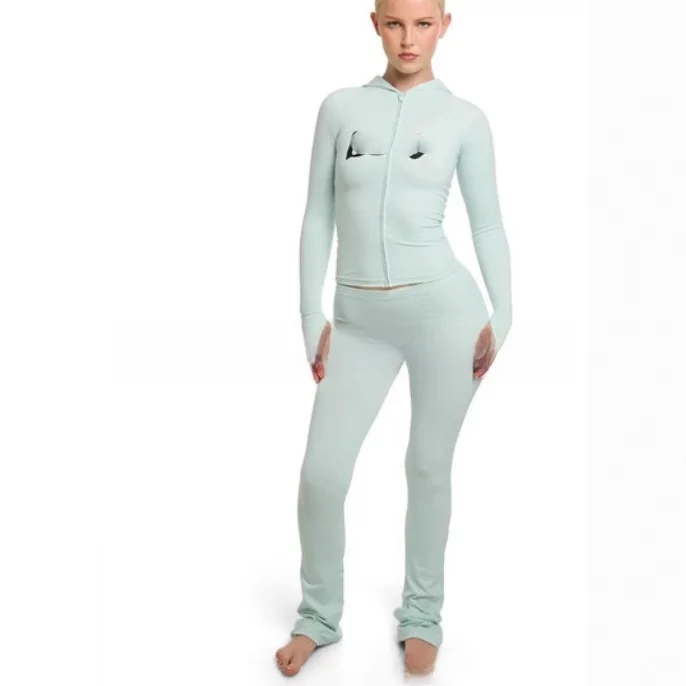 

Comfortable Sports Yoga Jumpsuit Printed Ladies Straight Leg Long Pants Polyester Fabric mid Waist Design