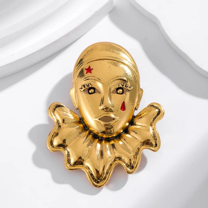 Vintage glossy human head brooch fashion creative human face pin hot sale men women clothing accessories jewelry gift