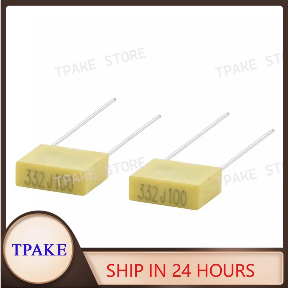 10/100PCS Correction Capacitor CL71 332J100V 100V332J 3.3nF 5mm Polypropylene Safety Plastic Film Capacitance