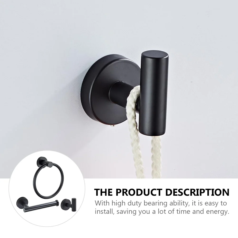 

3Pcs Stainless Steel Bathroom Towel Ring Paper Towel Storage Rack Clothes Hook High Bearing Capacity Bathroom Hanging Rack