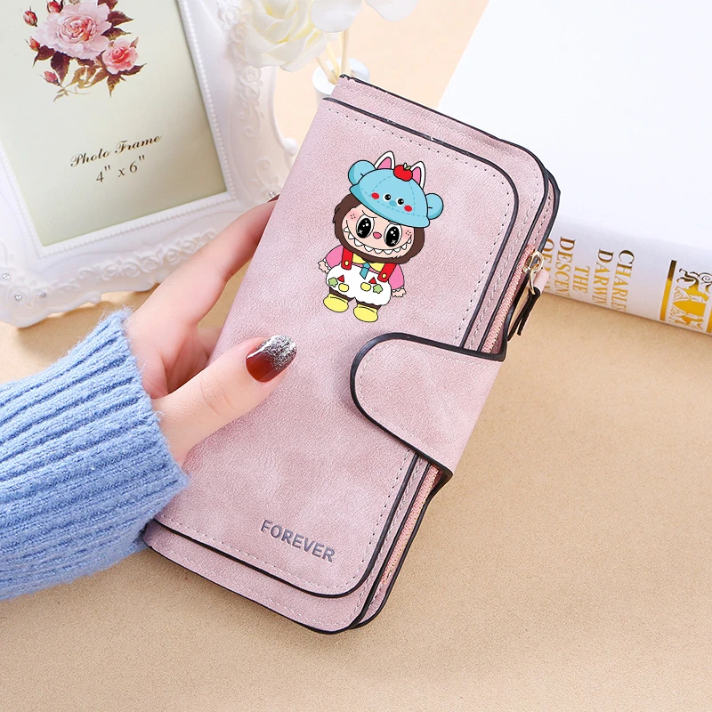 Labubu High-end Wallets for Women Pop Mart Anime Fashion Credit Card Holder Female Korean Style High-capacity Money Bag Gifts