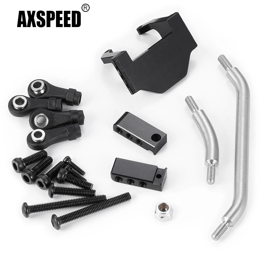 AXSPEED Aluminum Axle Servo Mount & Stainless Steel Steering Linkage w/ Plastic Ball Head for TRX-4M 1/18 RC Crawler Car Parts