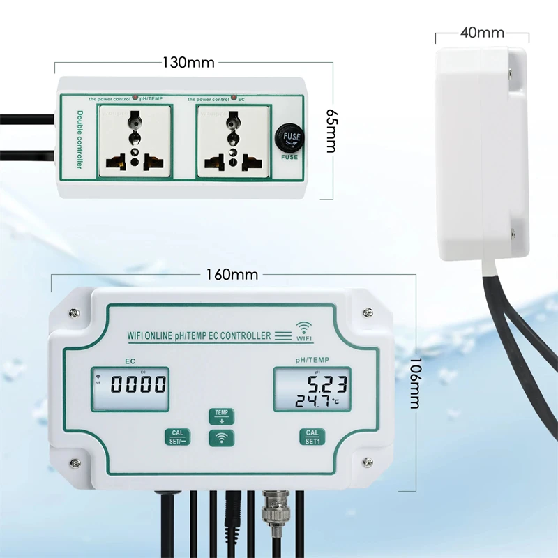 Tuya Wifi Digital 3 في 1 حوض السمك PH تحكم EC مقياس الحرارة نظام مراقبة المياه لحمام السمك #5