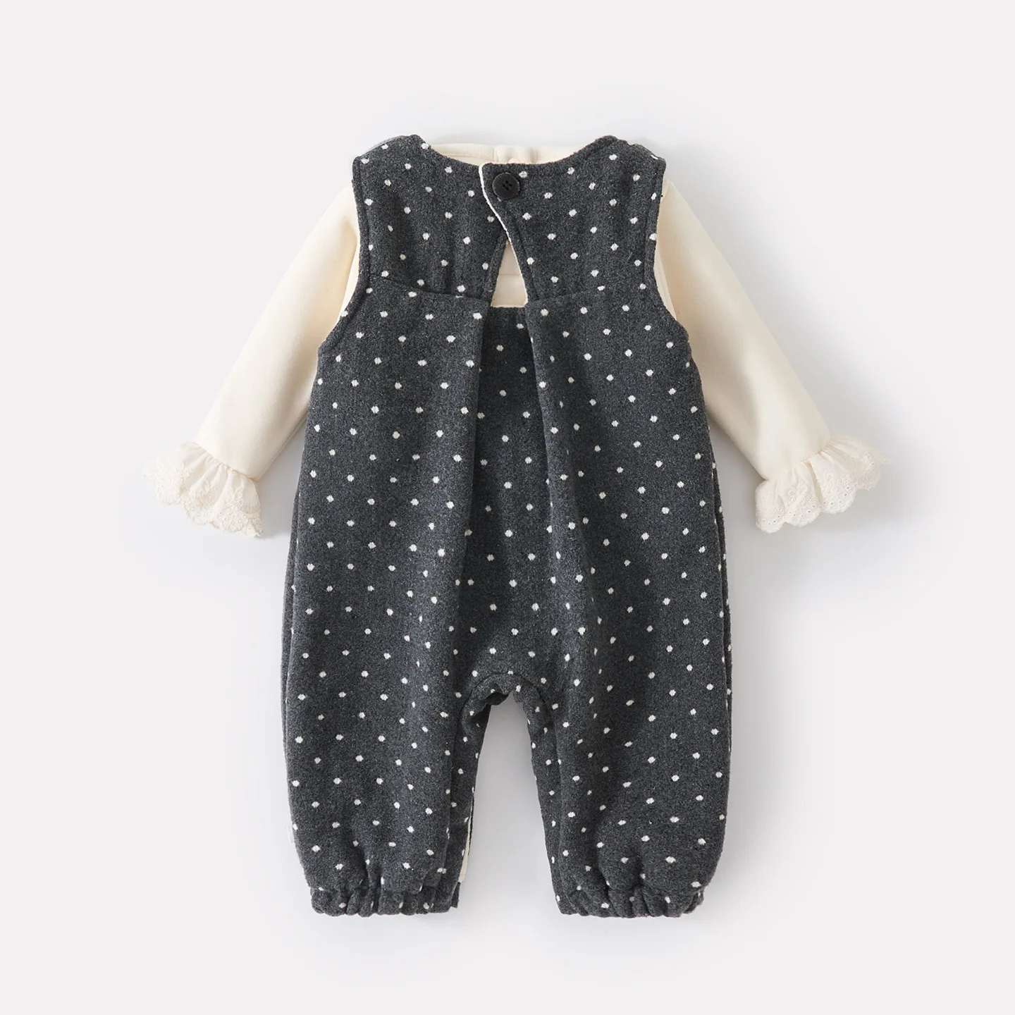 Winter New Casual Lace Bottom Shirt Women's Treasure Thick Fleece Korean Polka Dot Pants Two Piece Set