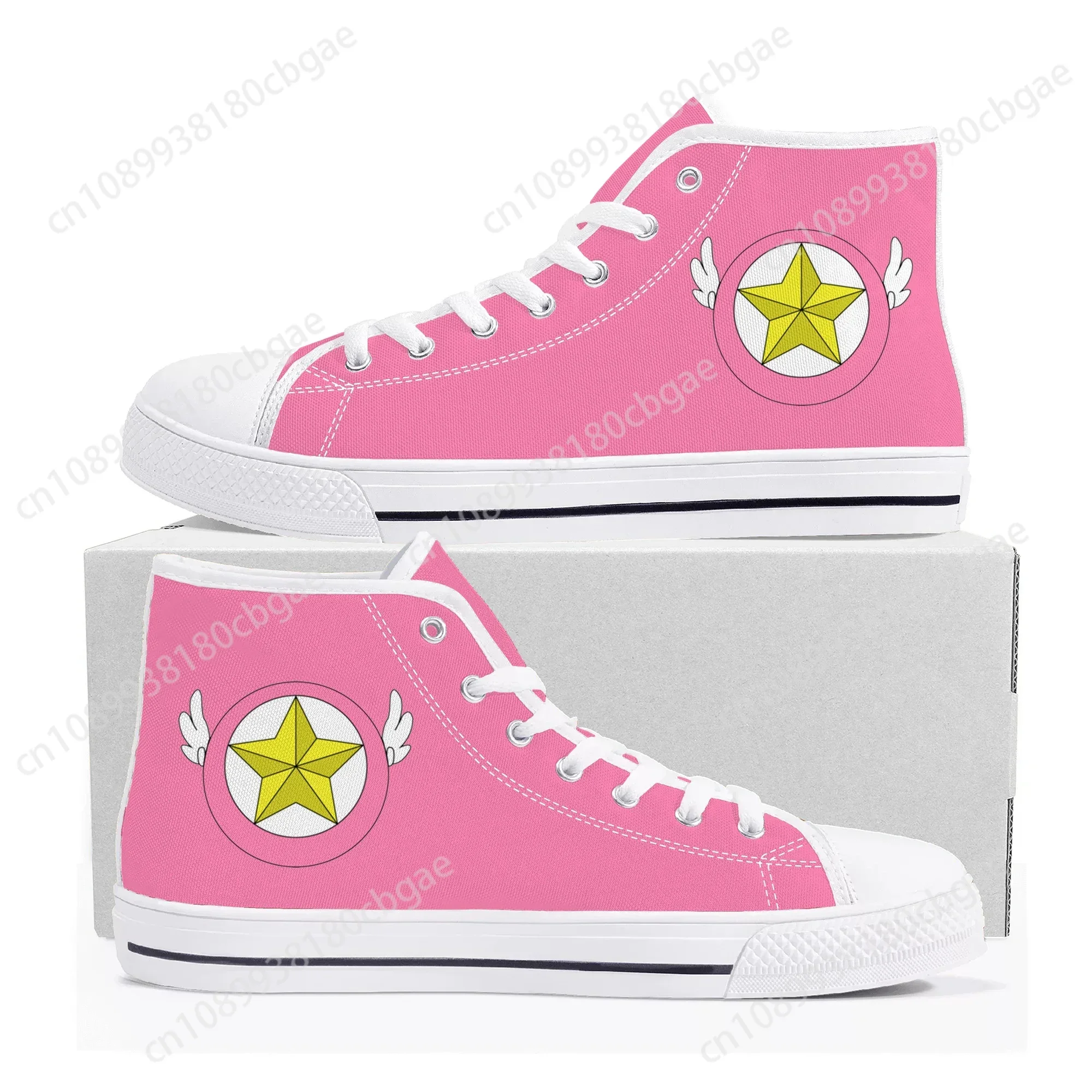 Quente dos desenhos animados cardcaptor sakura alta superior tênis de alta qualidade das mulheres dos homens adolescente tênis lona casual casal sapatos sapato personalizado