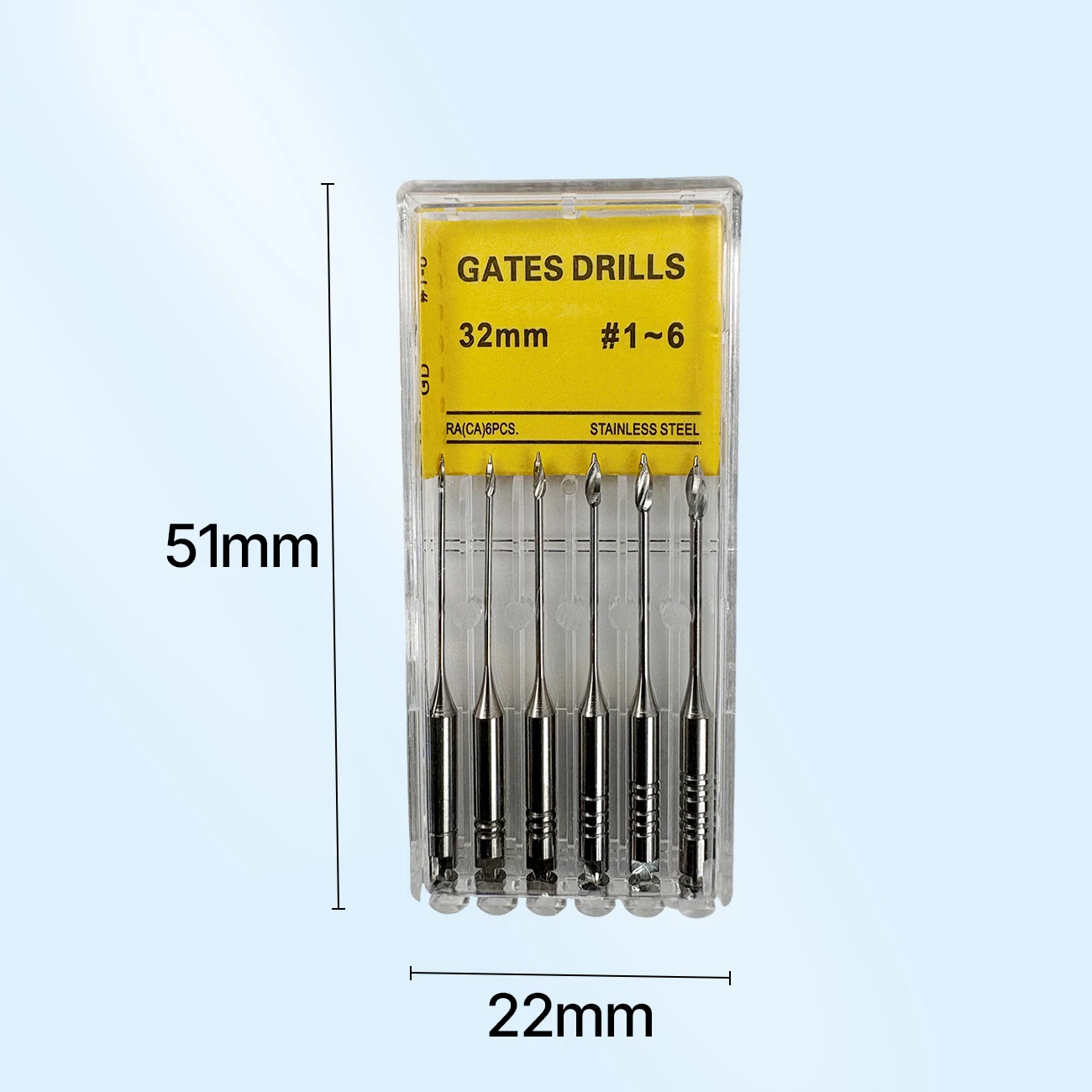 6Pcs/Pack Peeso Dental Endodontic Reamers Gates Drill Glidden Rotary 28/32mm #1-6 Engine Use Stainless Steel Endo Files