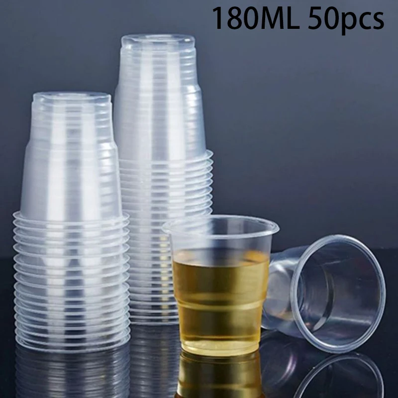 

50PCS Disposable Clear Plastic Cup Outdoor Picnic Birthday Kitchen Party Tableware Party Plastic Cups For Cold Drinks