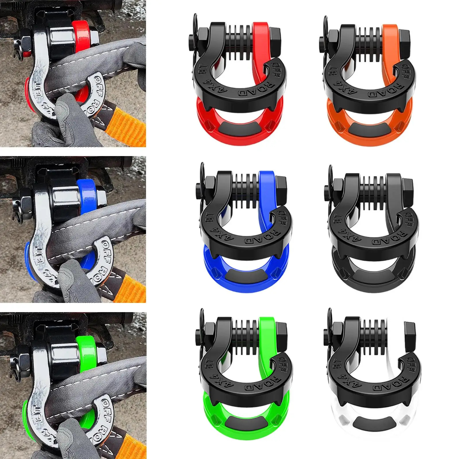 2x D แหวน Shackles ทนทาน 7/8 Pin Clevis ทนทาน Bow Shackles Clevis สําหรับรถบรรทุก Recovery Winch Off Road สายคล้อง